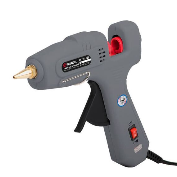 Пістолет клейовий 40Вт, 230В, 180-195°C під стрижні 10.8-11.5мм, 10-16.5 г / хв. INTERTOOL RT-1102 | Зображення 1
