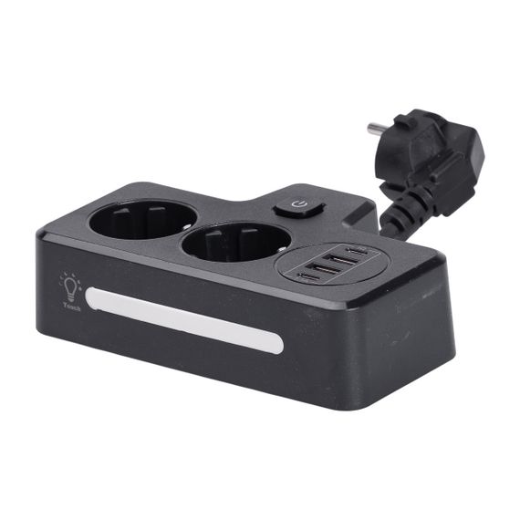 Мережевий фільтр на 2 євро розетки з 2 USB та 2 Type-C чорний HP-5-18 | Зображення 2