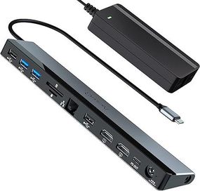 Док-станция NewQ NQ-DK-02 — многофункциональный USB-C хаб 12-в-1 с адаптером питания мощностью 96 Вт