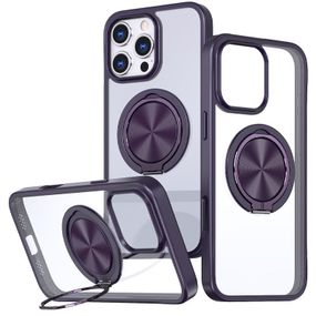 TPU+PC чохол Metal Ring with MagSafe для Apple iPhone 16 Pro (6.3") Темно-фіолетовий