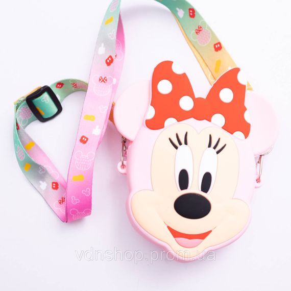 Детская силиконовая сумка Минни Маус 15×13×3 (см) через плечо  Розовый HP-55-9P