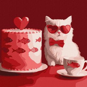 Картина за номерами "Кіт з тортом" ©art_selena_ua KHO6722, 30х30 см