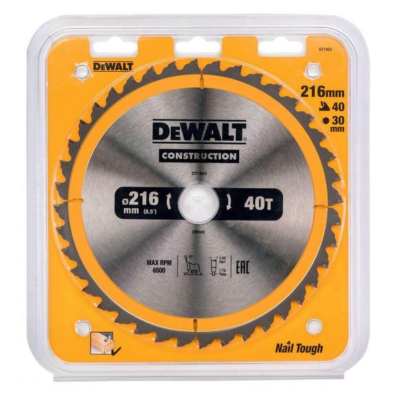 Диск пильний СONSTRUCTION 216*30мм DeWALT DT1953 | Зображення 1