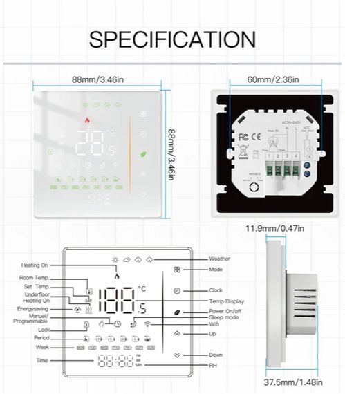 Терморегулятор Moes WHT-006 5A WiFi для водяної теплої підлоги (WHT-006-GA-WH-MS) (білий) | Зображення 6