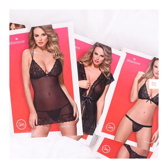 Халат Obsessive Diyosa з атласним поясом, чорний, S/M sexstyle | Зображення 7