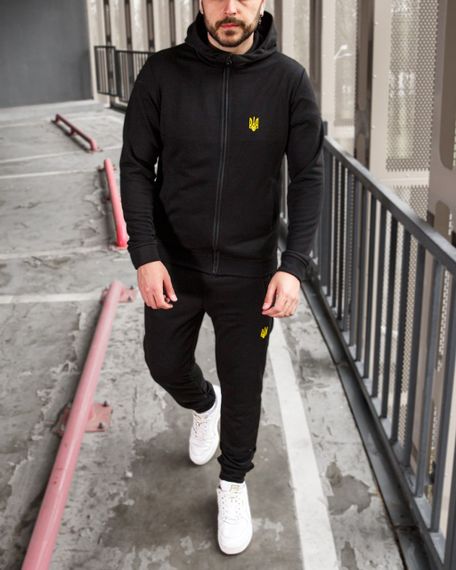 Мужской спортивный костюм двойка с Тризубом BD0062 размер L, цвет черный | Зображення 2