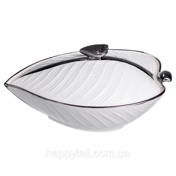 Супниця 800 (мл) порцелянова 32×21×16 (см) з кришкою Білий з сріблом XL-4054AS