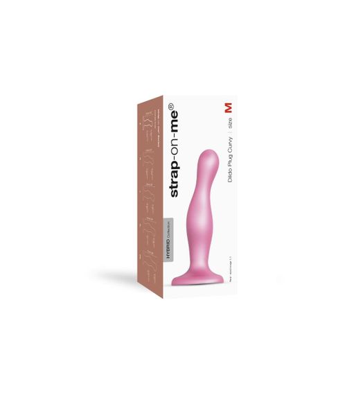 Насадка для страпона Strap-On-Me Dildo Plug Curvy Rose Dragee Metallic M Sex Aura | Зображення 1