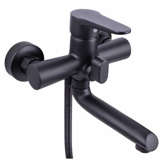 Смеситель для ванны Lidz Nicole 006 с поворотным изливом (c душевым гарнитуром) (k35) LDNIC006BLA35180 Black | Зображення 2