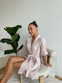Жіночий халат COSY із мусліну Hawaii, пудра