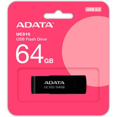 USB флеш накопитель ADATA 64GB UC310 Black USB 3.0 (UC310-64G-RBK) | Зображення 3
