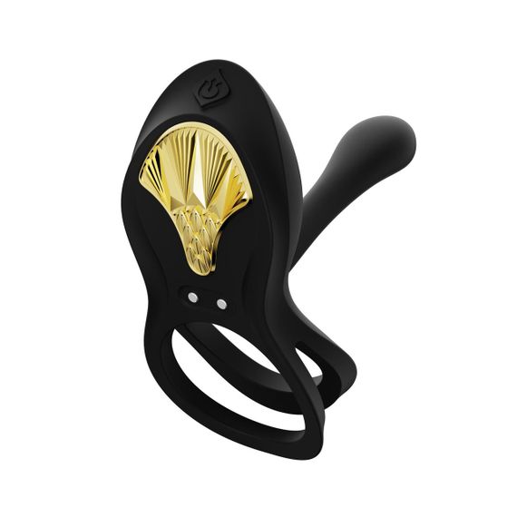 Смарт-эрекционное кольцо Zalo - BAYEK Obsidian Black, двойное с вводимой частью, пульт ДУ sexstyle