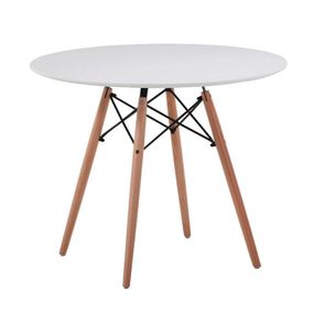 Стол Этна МДФ белый круглый 80 см, дизайн Eames DSW Table