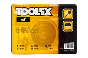 Набор корончатых сверл по дереву Toolex - 8шт (19-64мм) (19S008)