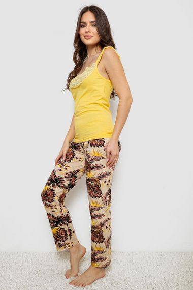Піжама жіноча з принтом, колір жовтий, 243R1484-029 | Зображення 2