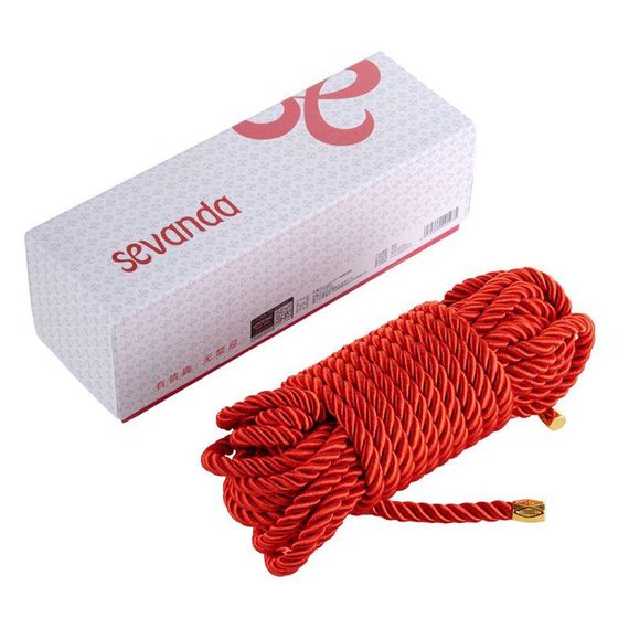 Мотузка для шибарі LOCKINK SEVANDA Shibari Pratice Rope, червона, 8 м, нейлон+бавовна Sex Aura | Зображення 1
