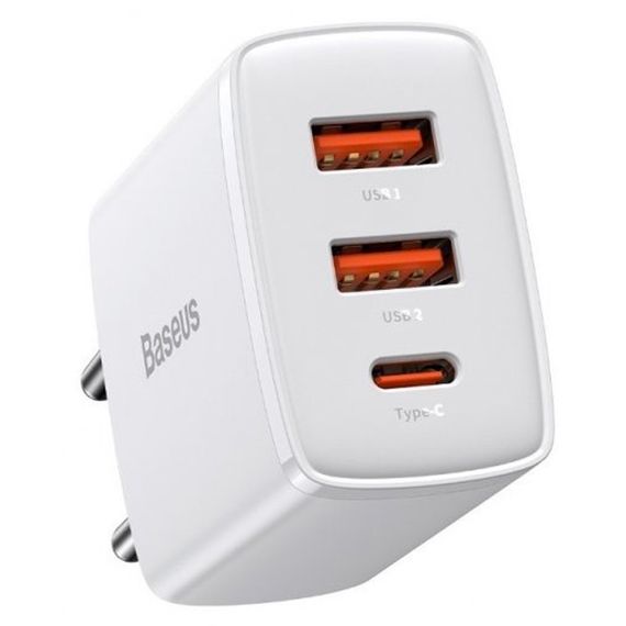 СЗУ Baseus Compact Quick Charger 30W QC+PD (2USB-A/1C) (CCXJ-E) Белый