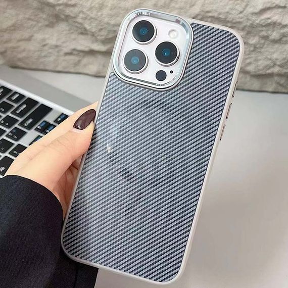 Чохол TPU+PC Carbon Mirage with MagSafe для Apple iPhone 15 Pro Max (6.7") Grey | Зображення 1