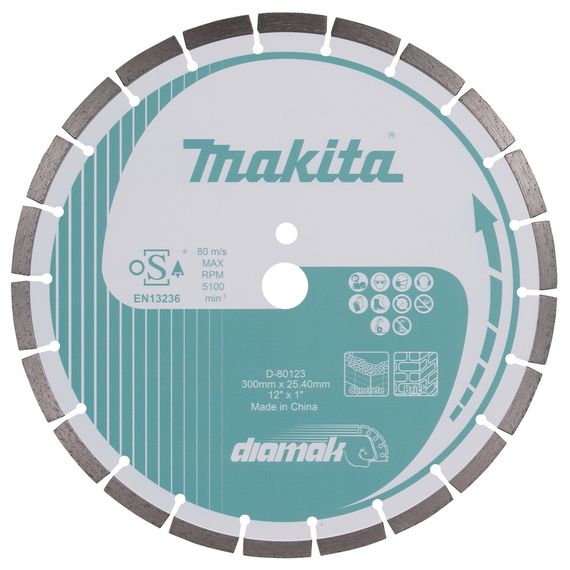 Диск алмазный по бетону 300 х 25.4 мм Makita Diamak D-80123
