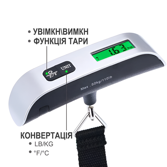 Электронные дорожные багажные весы Kivos LS-02, кантер для взвешивания багажа, до 50 кг. | Зображення 7