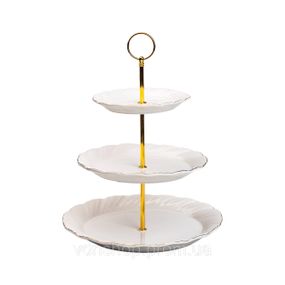 Этажерка для фруктов и десертов 3-ярусная фарфоровая белая HP-7-731