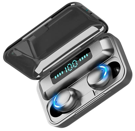 Навушники F9 TWS V5.0 Бездротові сенсорні Bluetooth з індикатором заряду чорні водонепроникні (NB-1) | Зображення 3