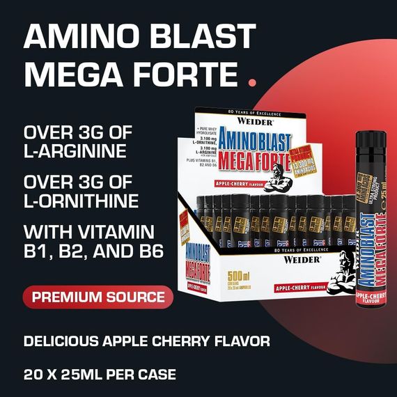Аминокислотный комплекс Weider Amino Blast Mega Forte 20x25 ml (Apple-cherry) | Зображення 3