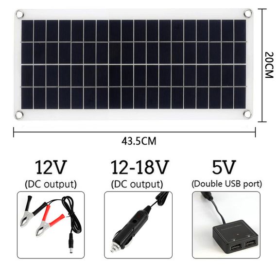 Портативна гнучка сонячна панель Luxuglow 30 Вт IP67 + Контролер PWM-LCD&USB 12/24V 40A | Зображення 1