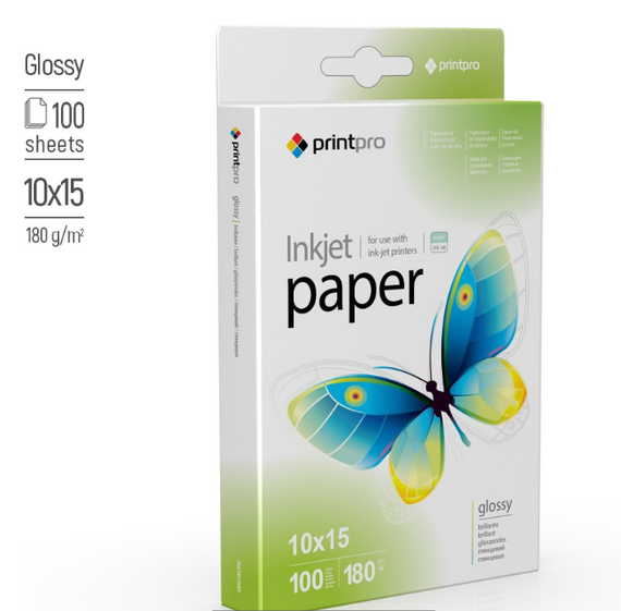 Папір 10*15см глянцевий 180г/м картон. уп 100 шт ColorWay PrintPro PGE1801004R | Зображення 1