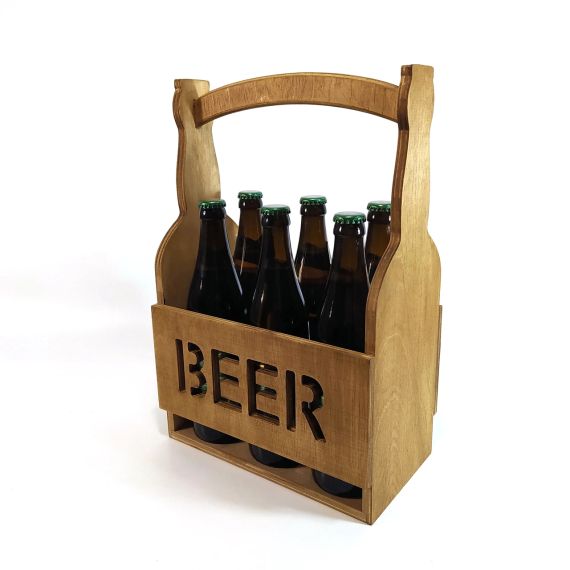 Ящик для пивних пляшок BEER 23х36х16 см Майстерня містера Томаса фанера 10 мм горіх