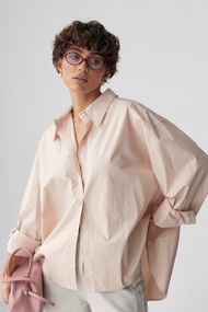 Широка класична сорочка на ґудзиках - бежевий цвет, ONE SIZE (є розміри)