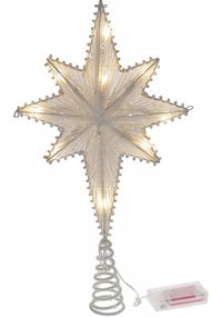 Верхівка для ялинки "Зірочка" 40x20см з LED-підсвічуванням, біла зірка КОПІЯ