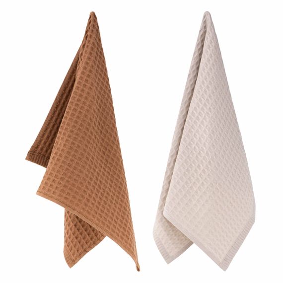 Набір рушників для кухні Ardesto Pique, 40x60см, 2шт, 100% бавовна, молочний, коричневий (ART4060VB) | Зображення 1