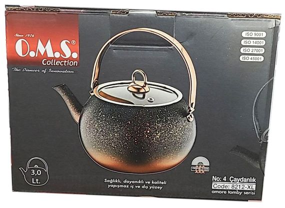 Чайник O.M.S. Collection 8212-XL для плити 2 предмети 3 л Чорно-золотий (Туреччина) | Зображення 9