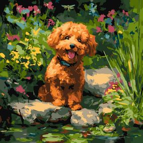 Картина по номерам "Пудель на пруду" ©art_selena_ua KHO6799, 40х40 см