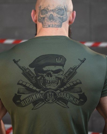 Тактична потоотводна футболка SABUR череп олива ВТ6557 | Зображення 3