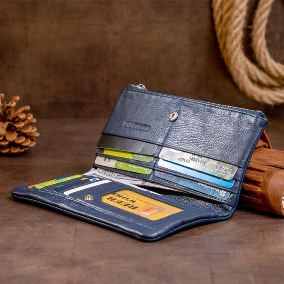 Вертикальный кошелек на кнопке женский ST Leather 19203 Темно-синий | Зображення 6