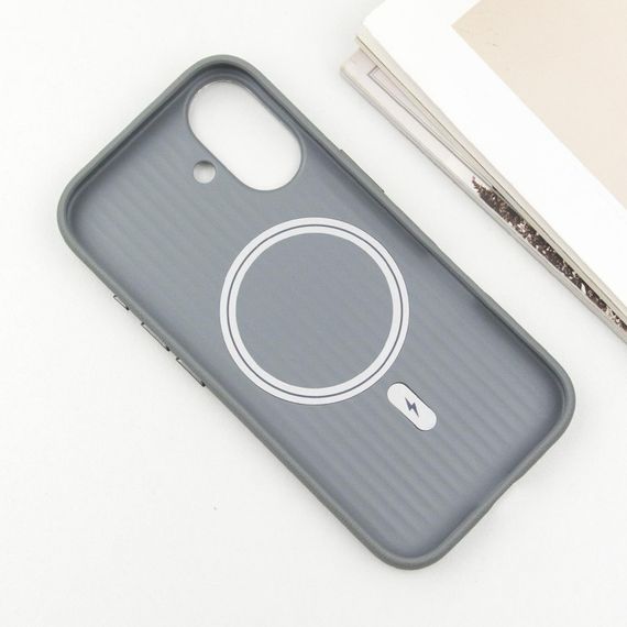 Кожаный чехол Carved with MagSafe для Apple iPhone 16 (6.1") Grey | Зображення 3