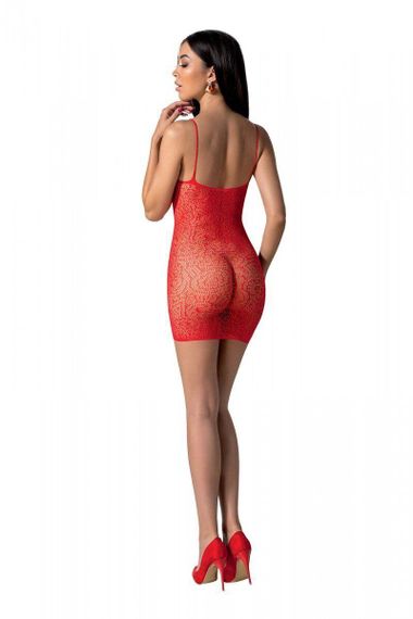 Ажурна мінісукня на тонких бретелях Passion BS096 One Size, red, плетіння на грудях Sex Aura | Зображення 2