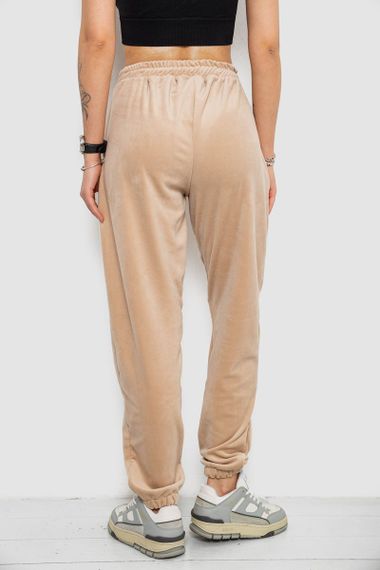 Спортивні штани жіночі велюрові на флісі, колір бежевий, 238R58647-1 | Зображення 3