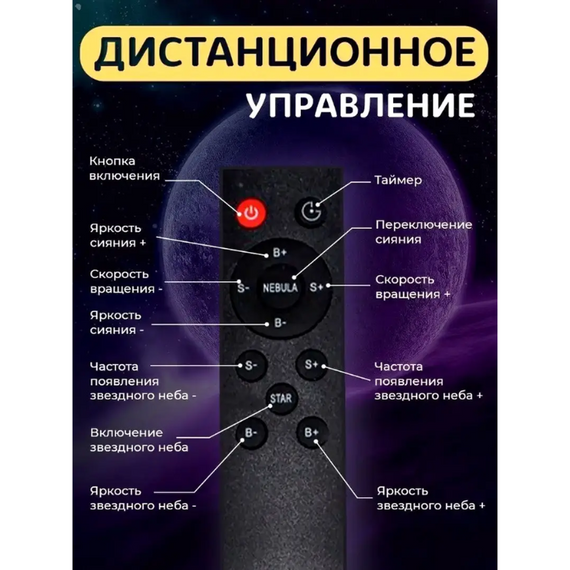 Ночник Космос 8в1, Світильник з пультом керування   знижка | Зображення 4