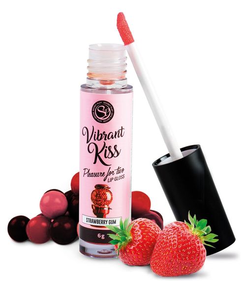 Блиск для губ з ефектом вібрації Secret Play - LIP GLOSS Vibrant Kiss Strawberry Gum, 6 грам sexstyle