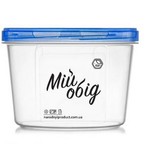 Контейнер для харчових продуктів 0,7л круглий прозорий/індіго Народний продукт