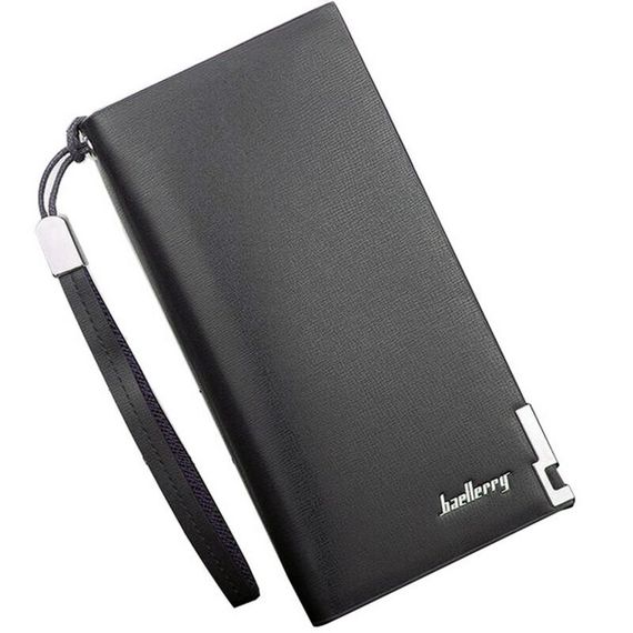 Кошелек мужской Baellerry Classic (19,5 х 10 х 3,5 см) / Мужское портмоне с ремешком / Клатч на кнопках и