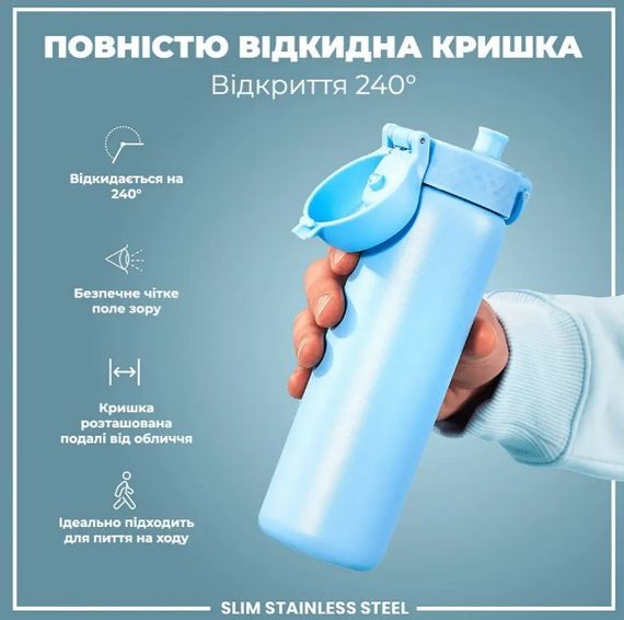 Бутылка для воды металлическая ION8 600 мл Stainless Steel Alaskan Blue (I8SS600ABLU2) | Зображення 4