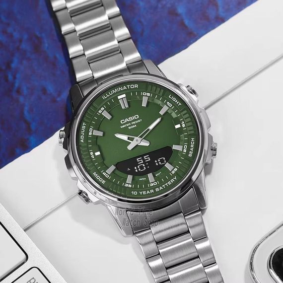 Класичний Чоловічий годинник Casio AMW-880D-3A стальний, водонепроникний, Японія | Зображення 3