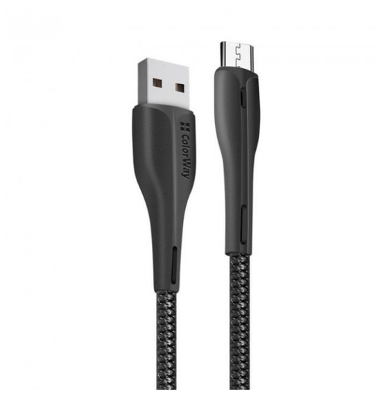 Кабель USB MicroUSB ColorWay CW-CBUM034-BK 2,4A LED індикатор 1м чорний | Зображення 1