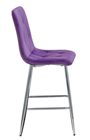 М'який напівбарний стілець на хромованих металевих ногах Fred Bar 65-CH, м'яка оббивка велюр пурпурний OR-857 | Зображення 5