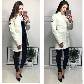 Куртка пальто стьобане, арт. 761, колір молоко