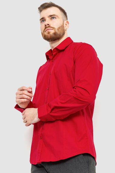 Рубашка мужская классическая однотонная  цвет темно-красный 186R30 | Зображення 2